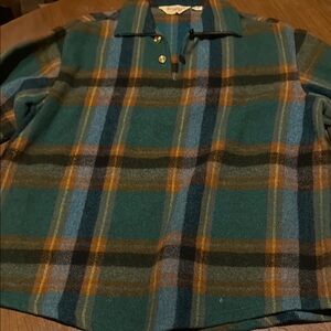 Vintage wool Plaid Green and Brown women’s or men’s shirt 100% wool